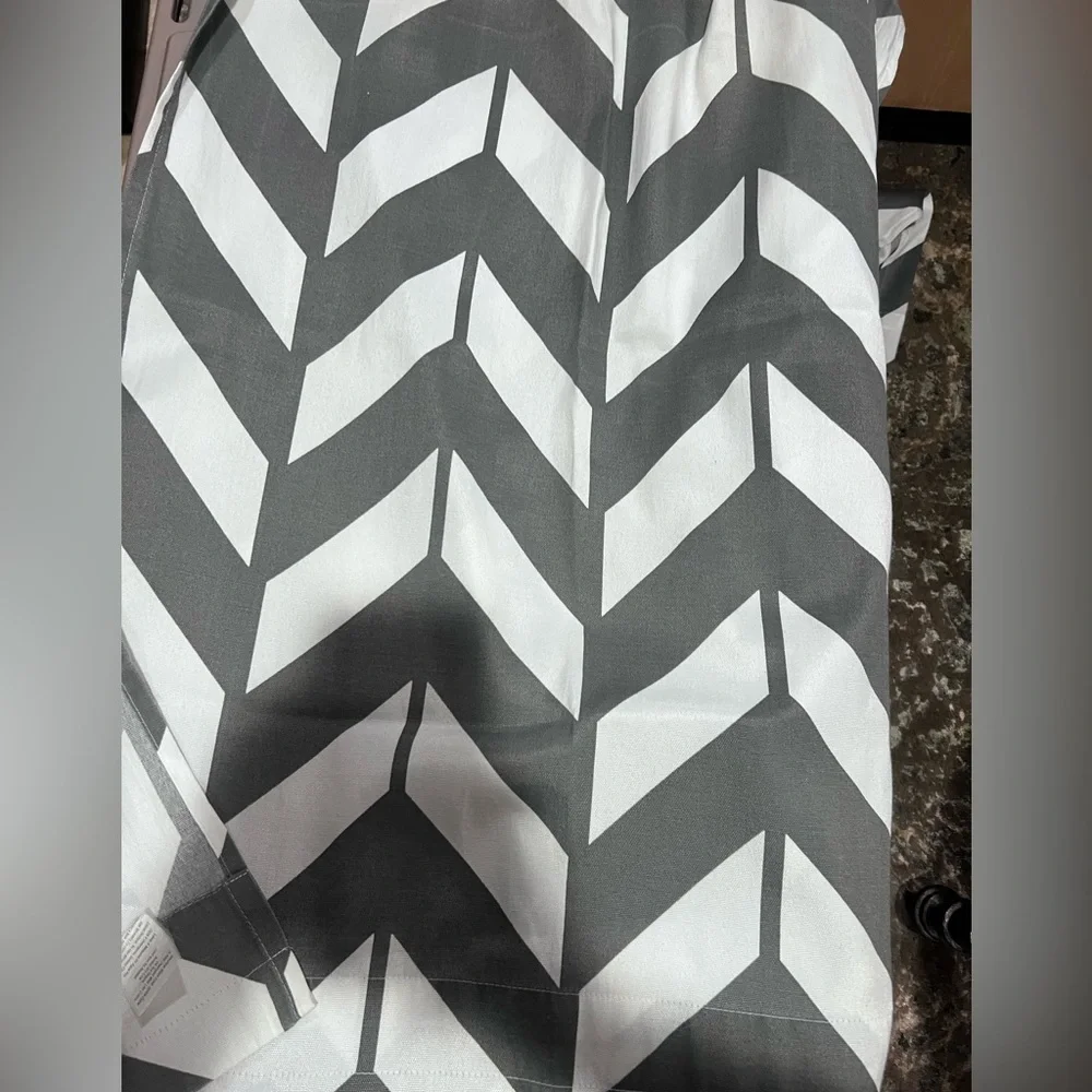 Chevron Curtain Panel Pair Gray White 28x84 Modern Geometric Panels